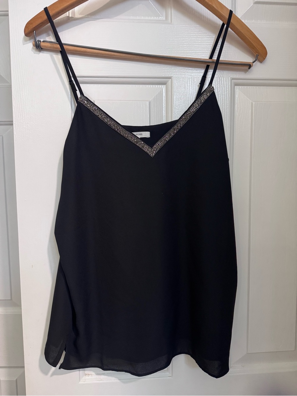 Maurices Black V-Neck Beaded Spaghetti Strap Camisole